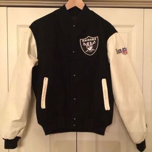 RARE Vintage 80s NFL Raiders Chalk Line Varsity Bomber Jacket